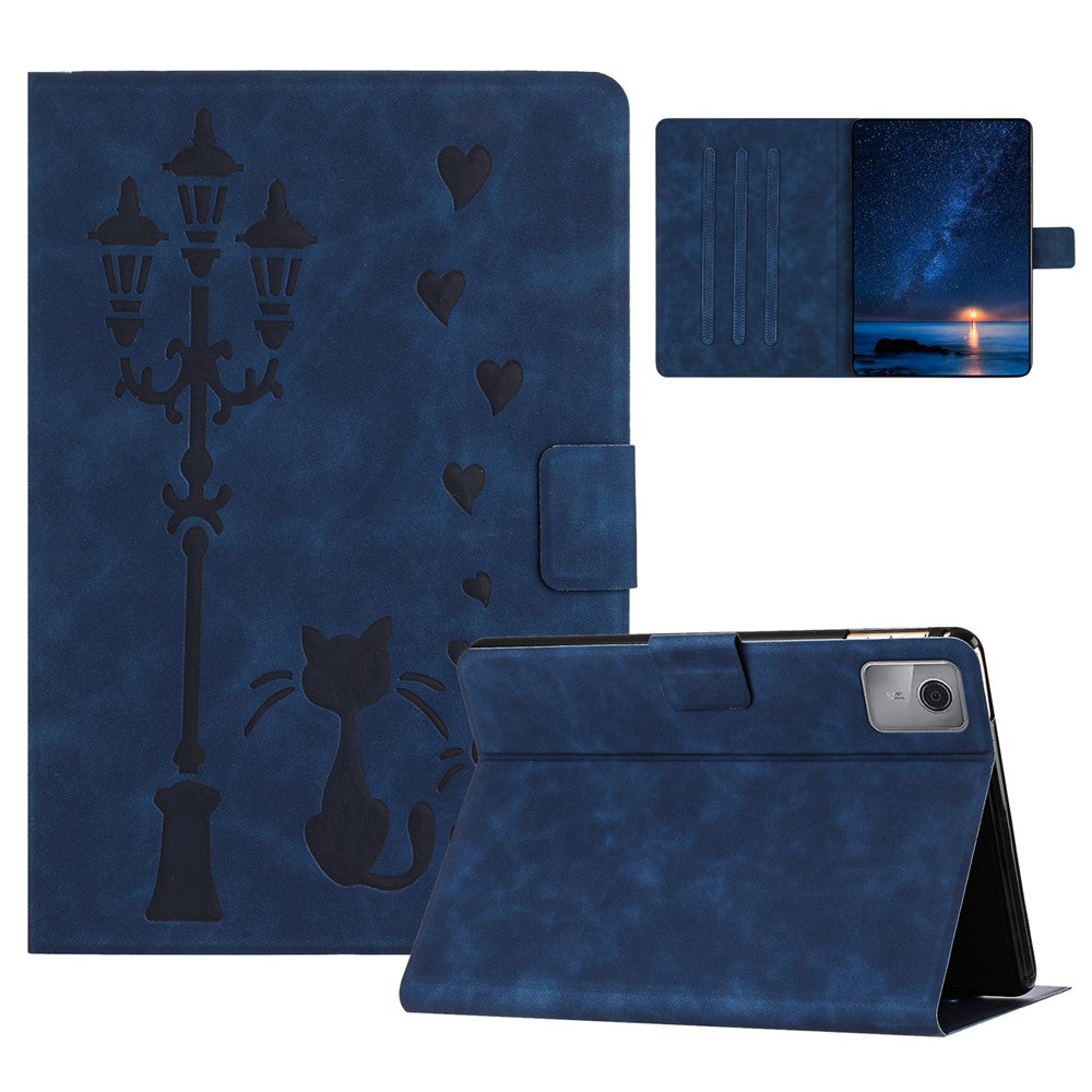 For Lenovo Tab M11 / Xiaoxin Pad 11 2024 TB-330FU Case Couple Cat Imprinted Microfiber Leather Smart Tablet Cover