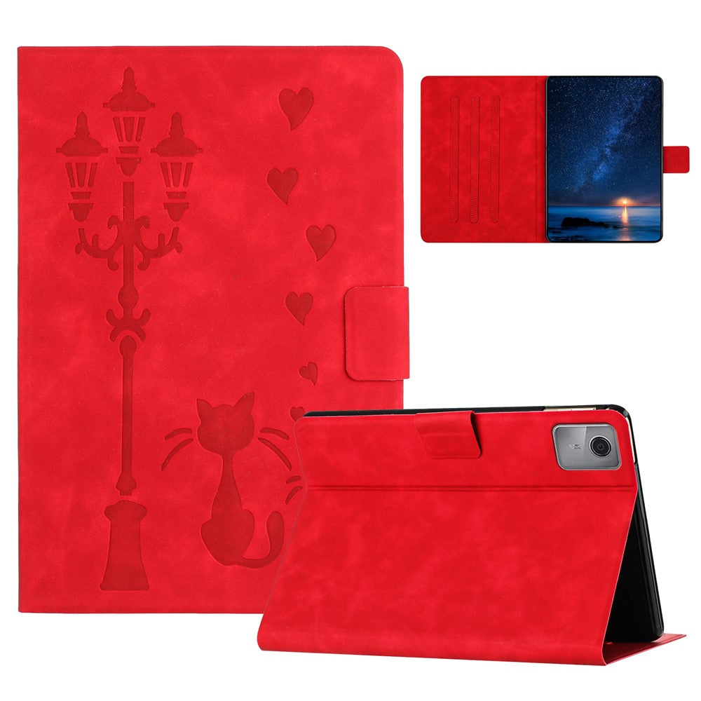 For Lenovo Tab M11 / Xiaoxin Pad 11 2024 TB-330FU Case Couple Cat Imprinted Microfiber Leather Smart Tablet Cover