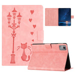 For Lenovo Tab M11 / Xiaoxin Pad 11 2024 TB-330FU Case Couple Cat Imprinted Microfiber Leather Smart Tablet Cover