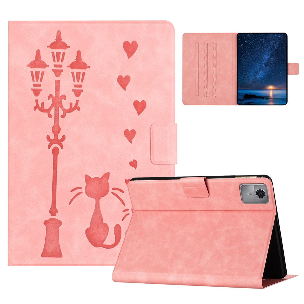 For Lenovo Tab M11 / Xiaoxin Pad 11 2024 TB-330FU Case Couple Cat Imprinted Microfiber Leather Smart Tablet Cover