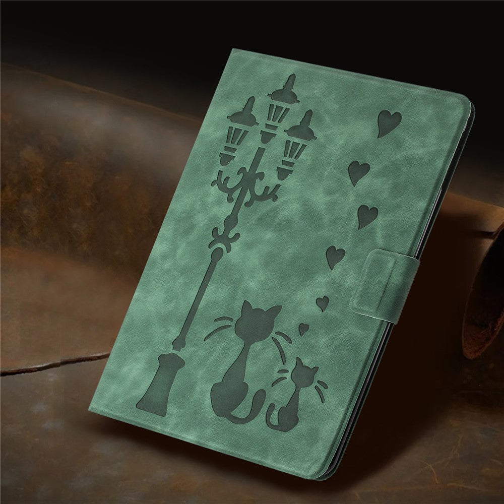 For Lenovo Tab M9 TB-310FU Case Couple Cat Imprinted Microfiber Leather Smart Tablet Cover