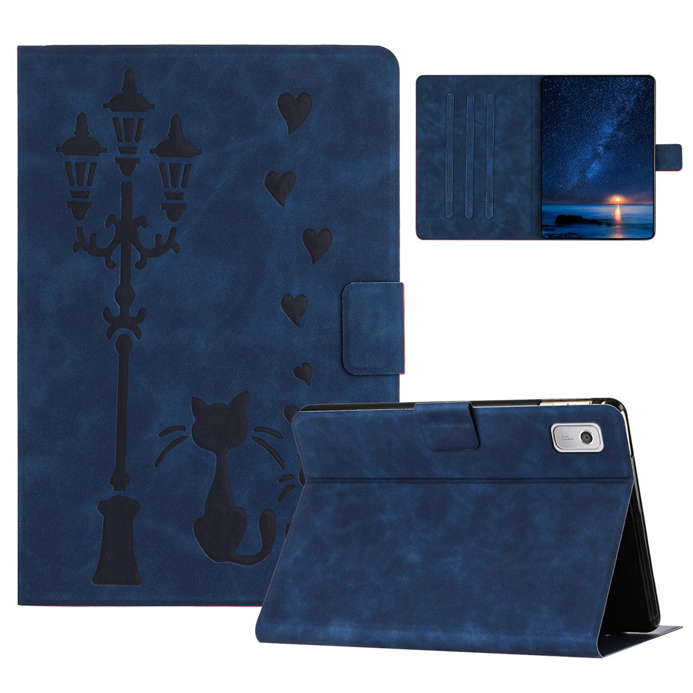 For Lenovo Tab M9 TB-310FU Case Couple Cat Imprinted Microfiber Leather Smart Tablet Cover