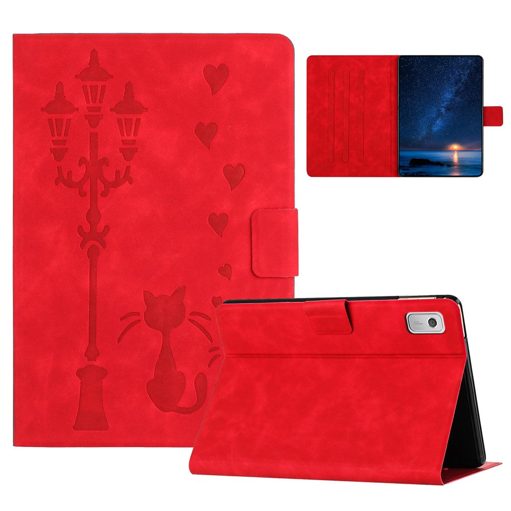 For Lenovo Tab M9 TB-310FU Case Couple Cat Imprinted Microfiber Leather Smart Tablet Cover