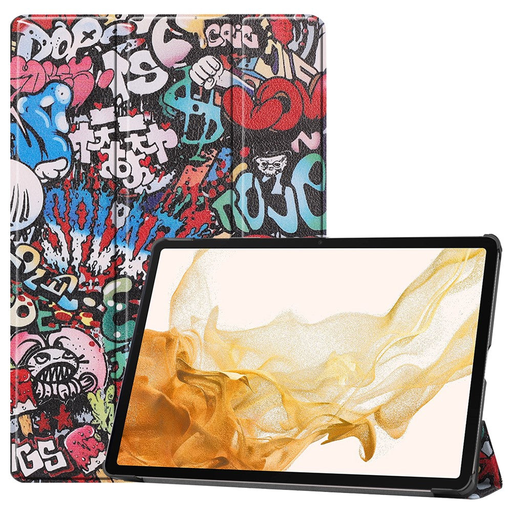 Til Samsung Galaxy Tab S10+ Cover Mønstertryk Læder Stand Tablet Cover
