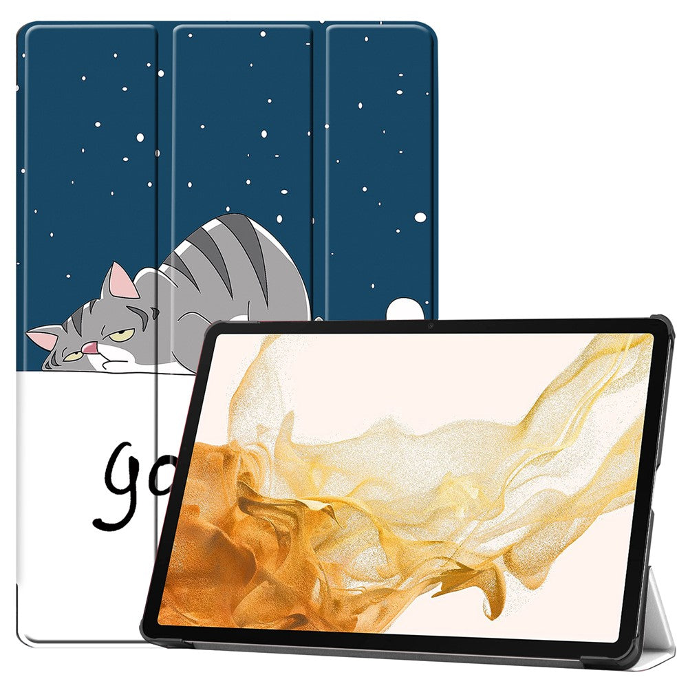Til Samsung Galaxy Tab S10+ Cover Mønstertryk Læder Stand Tablet Cover