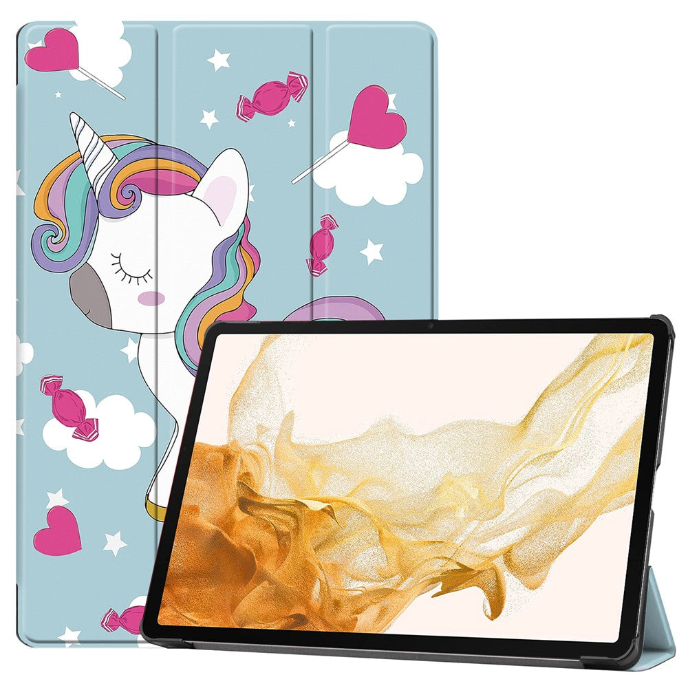 Til Samsung Galaxy Tab S10+ Cover Mønstertryk Læder Stand Tablet Cover