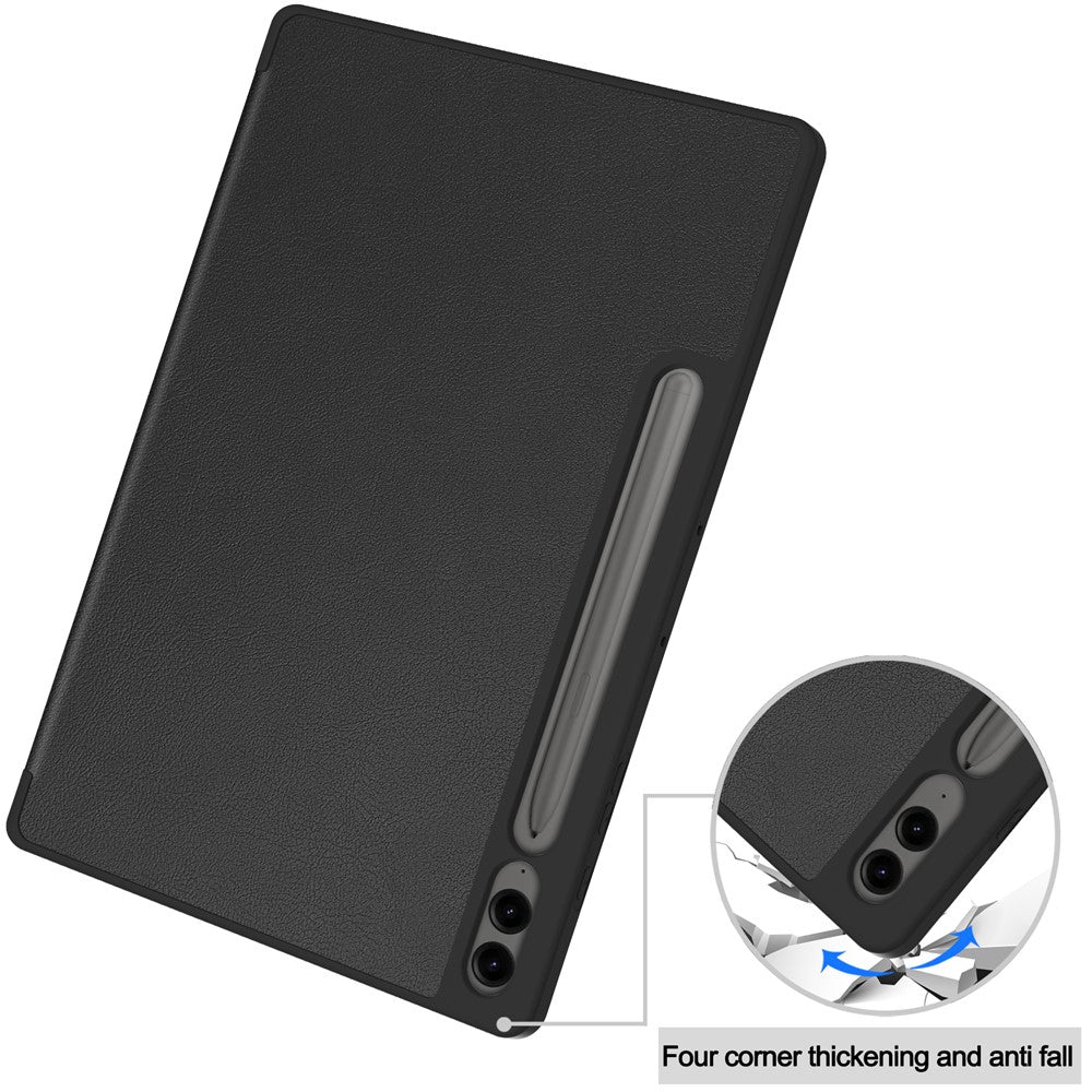 For Samsung Galaxy Tab S10+ Case PU Leather+TPU Trifold Stand Tablet Cover with Pencil Holder