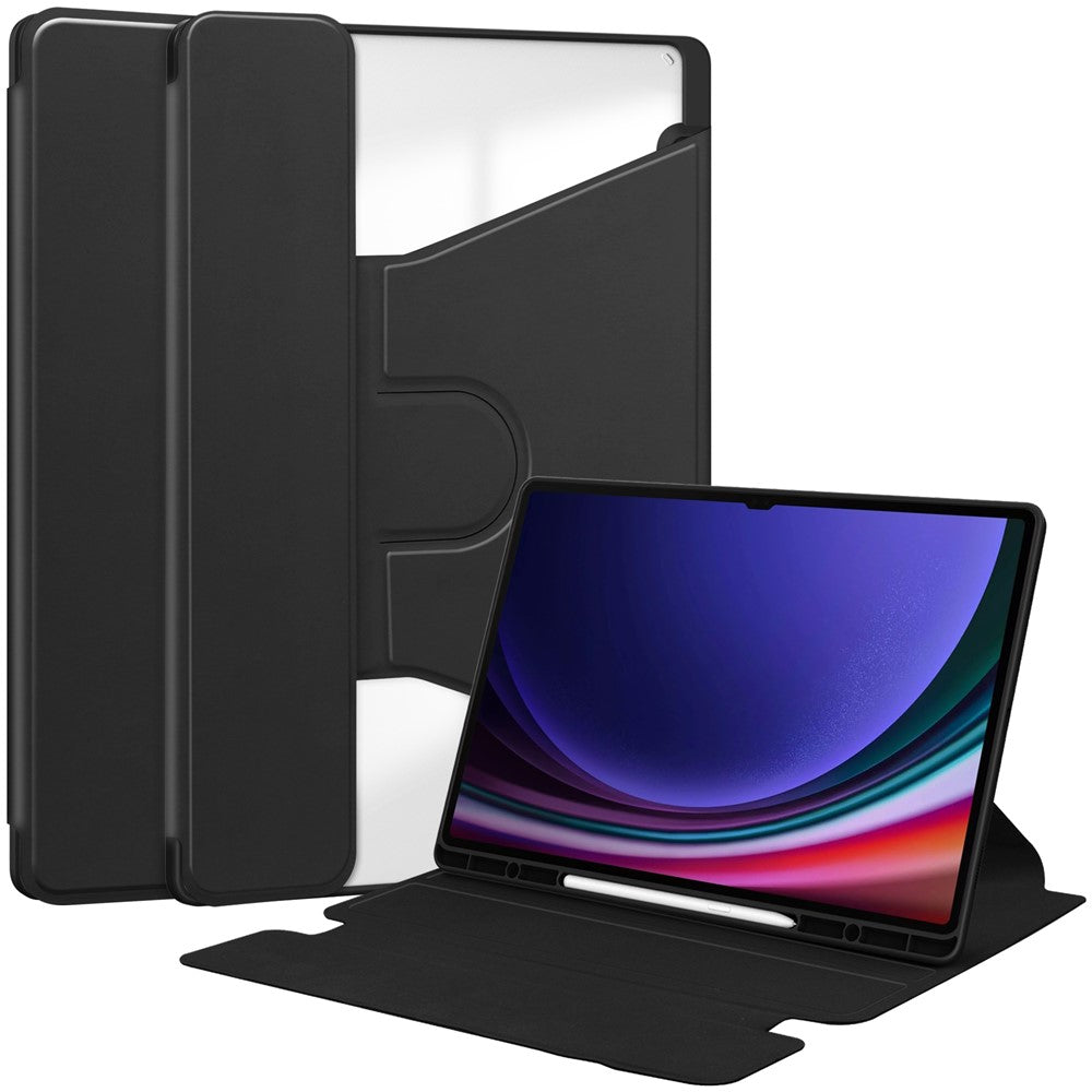 For Samsung Galaxy Tab S10 Ultra Case 360 Degree Rotary Stand PU Leather+Acrylic Tablet Cover (Without Keyboard)