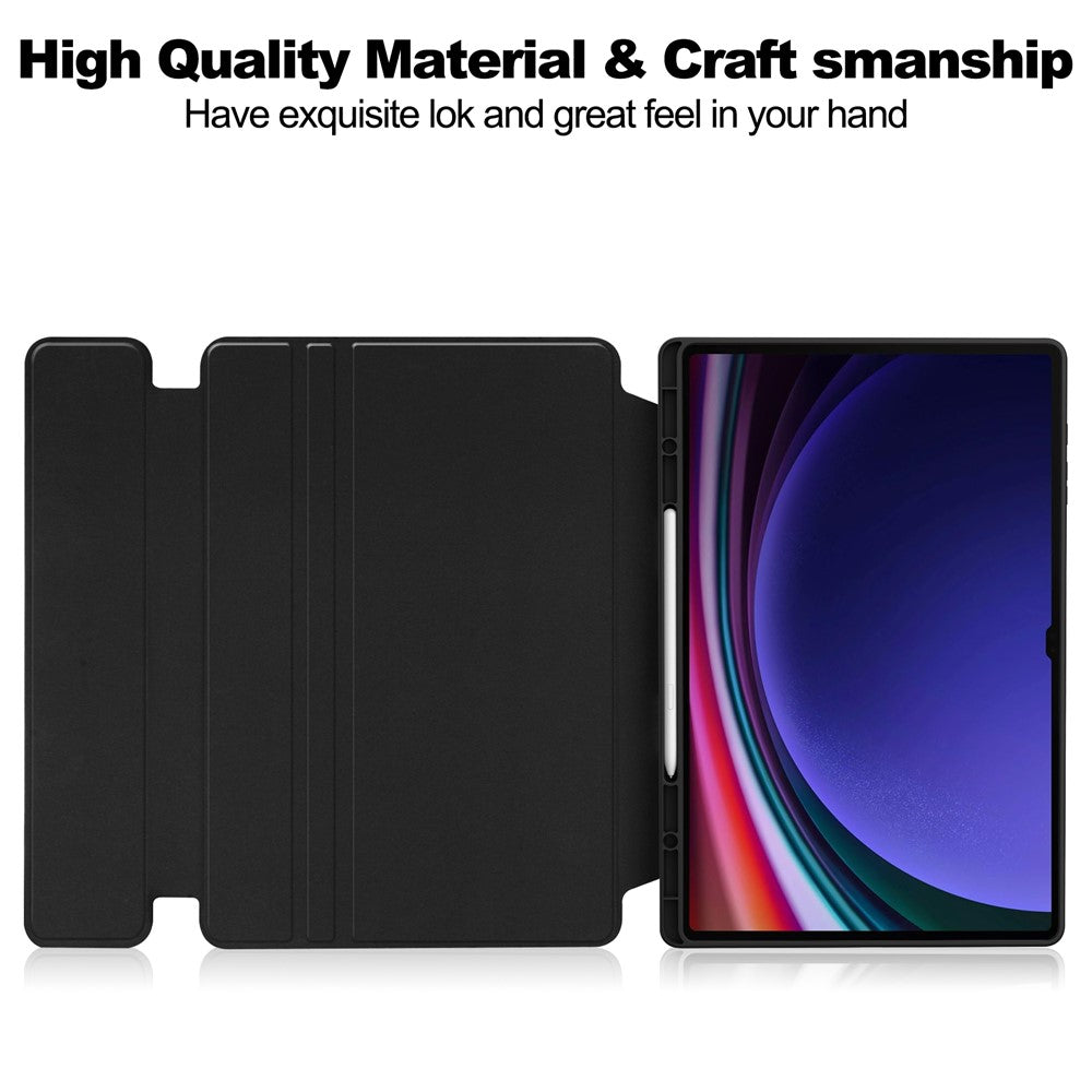 For Samsung Galaxy Tab S10 Ultra Case 360 Degree Rotary Stand PU Leather+Acrylic Tablet Cover (Without Keyboard)
