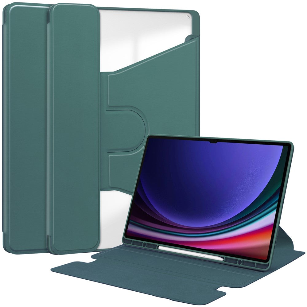 For Samsung Galaxy Tab S10 Ultra Case 360 Degree Rotary Stand PU Leather+Acrylic Tablet Cover (Without Keyboard)