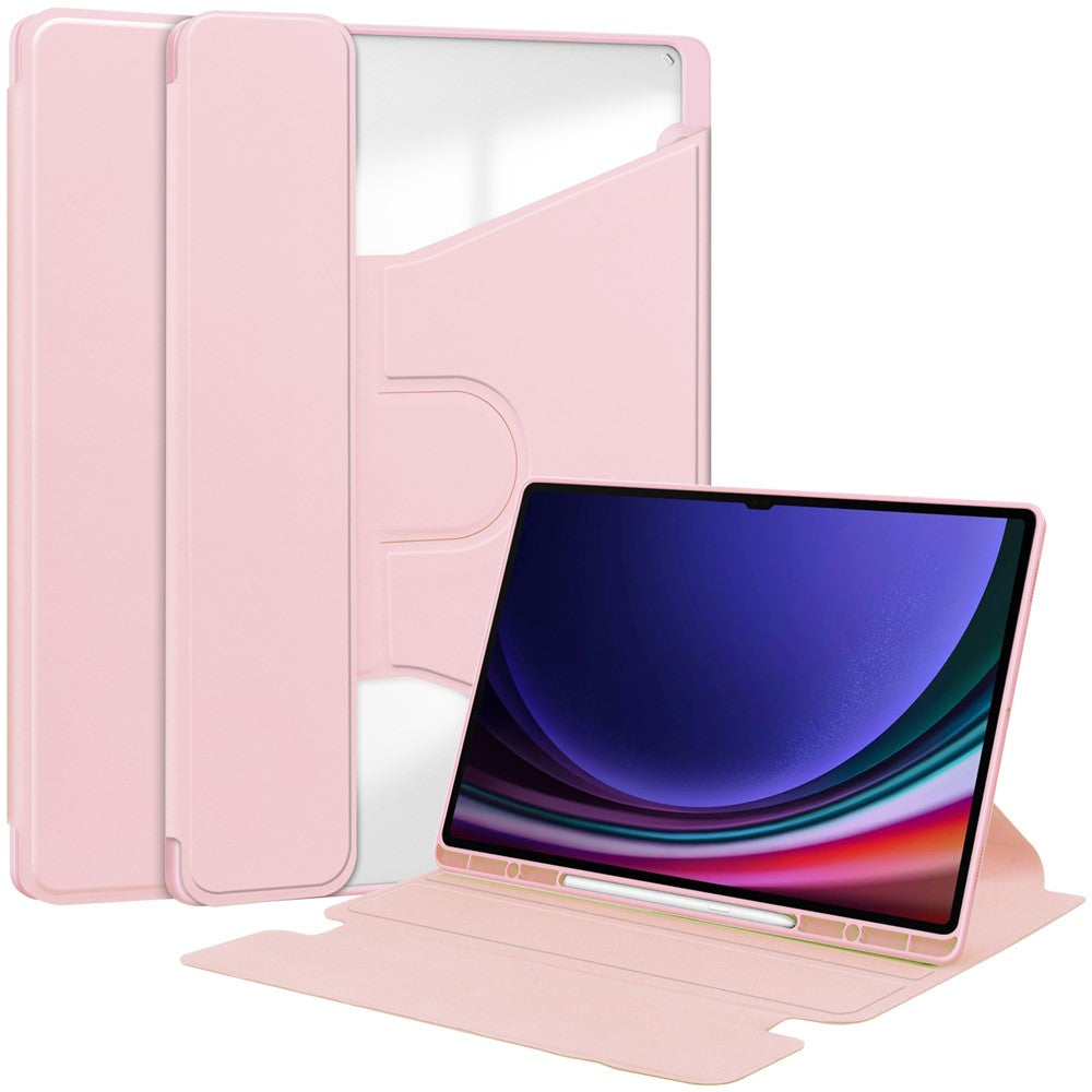 For Samsung Galaxy Tab S10 Ultra Case 360 Degree Rotary Stand PU Leather+Acrylic Tablet Cover (Without Keyboard)