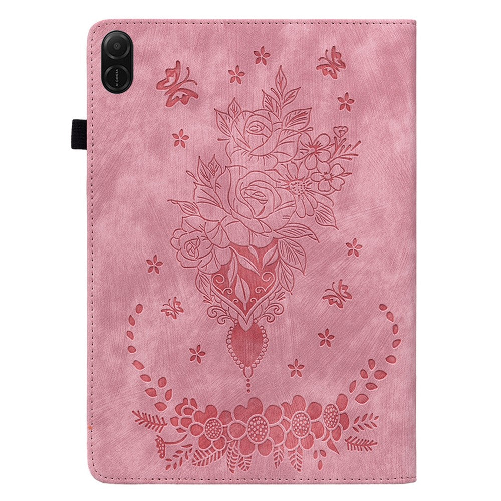 For Honor Pad X8b / Pad X8a Case Card Holder Anti-Scratch Leather Cover Rose Flower Imprint