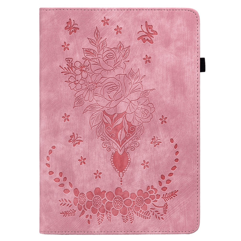For Honor Pad X8b / Pad X8a Case Card Holder Anti-Scratch Leather Cover Rose Flower Imprint