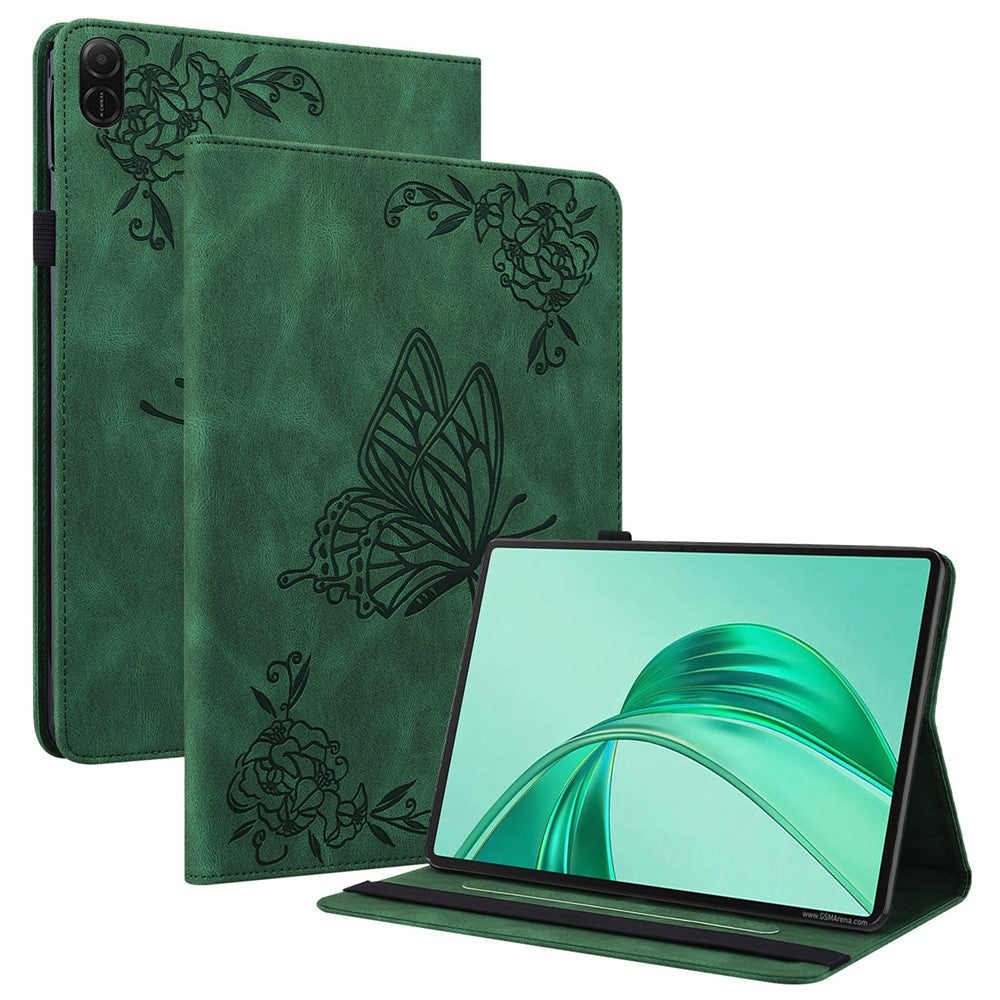 For Honor Pad X8b / Pad X8a Case Butterfly Flower Imprint PU Leather Tablet Cover with Card Slots