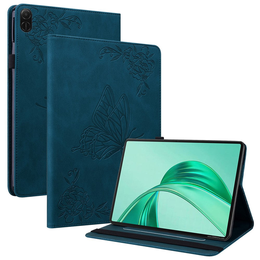 For Honor Pad X8b / Pad X8a Case Butterfly Flower Imprint PU Leather Tablet Cover with Card Slots