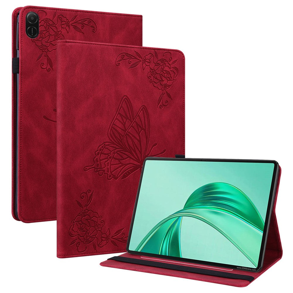 For Honor Pad X8b / Pad X8a Case Butterfly Flower Imprint PU Leather Tablet Cover with Card Slots
