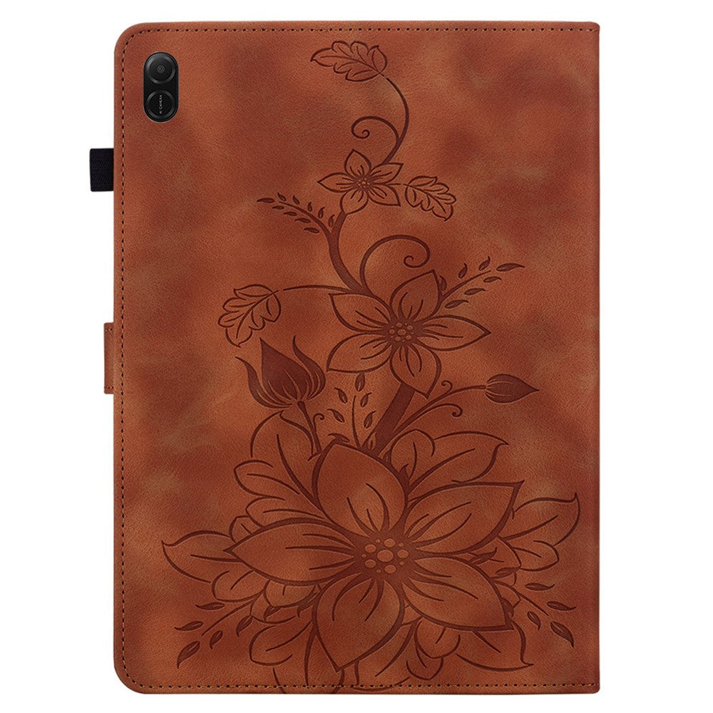 For Honor Pad X8b / Pad X8a Case Lily Flower Imprint Card Slots Leather Tablet Cover