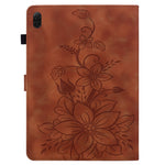 For Honor Pad X8b / Pad X8a Case Lily Flower Imprint Card Slots Leather Tablet Cover