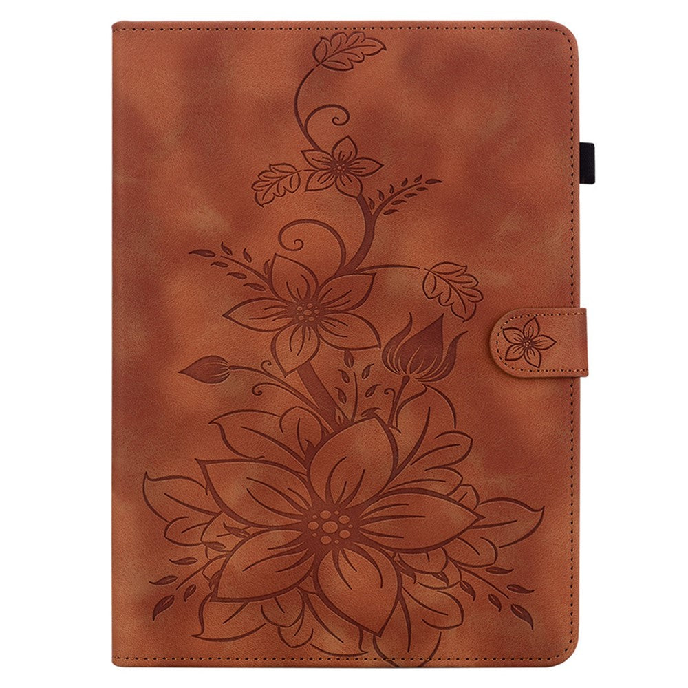 For Honor Pad X8b / Pad X8a Case Lily Flower Imprint Card Slots Leather Tablet Cover