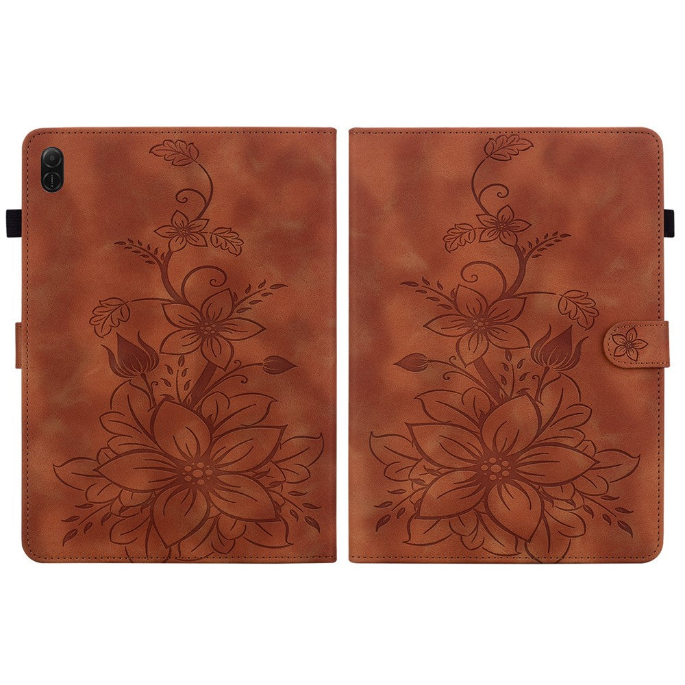 For Honor Pad X8b / Pad X8a Case Lily Flower Imprint Card Slots Leather Tablet Cover