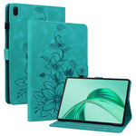 For Honor Pad X8b / Pad X8a Case Lily Flower Imprint Card Slots Leather Tablet Cover
