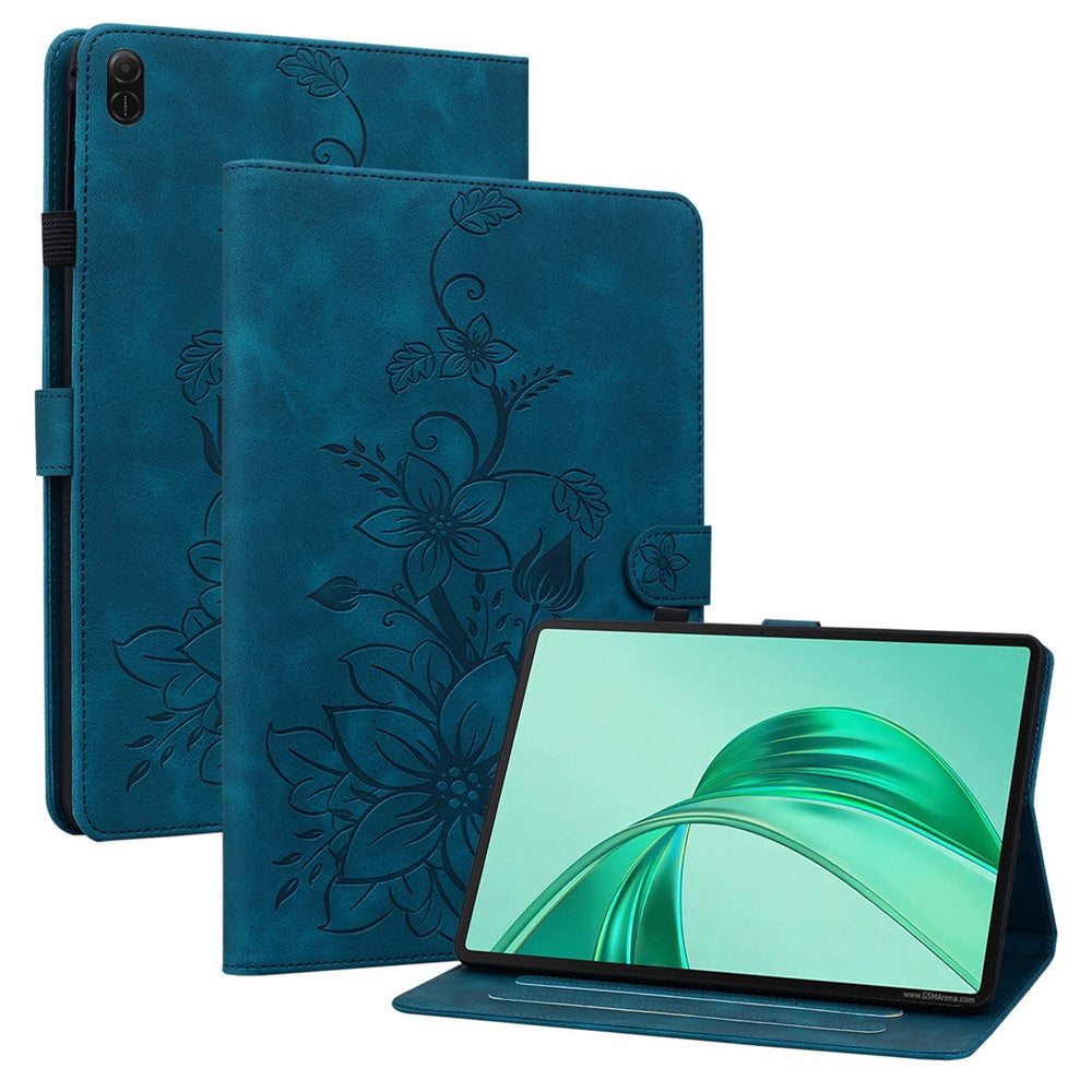 For Honor Pad X8b / Pad X8a Case Lily Flower Imprint Card Slots Leather Tablet Cover