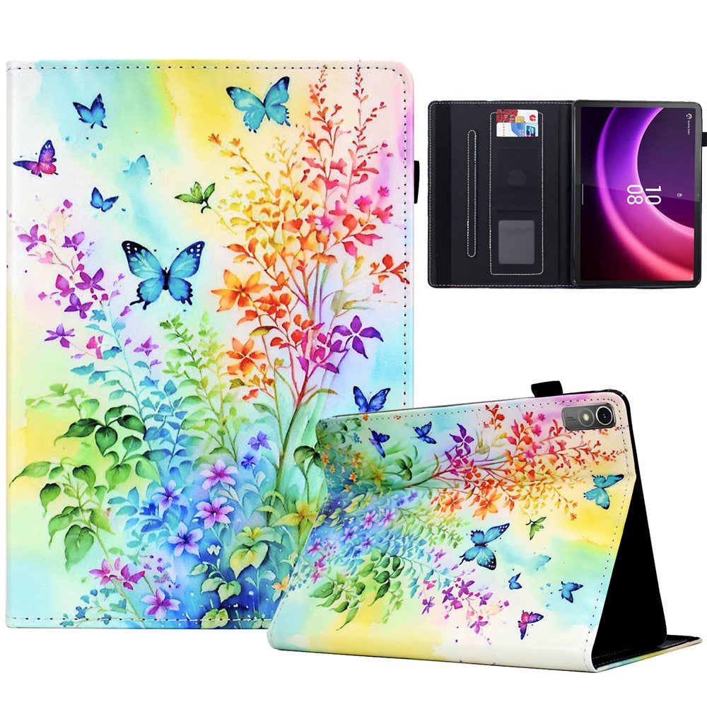 For Lenovo Tab P11 Gen 2 TB-350 / Xiaoxin Pad Plus (2023) Case Pattern Printing Card Holder Leather Tablet Stand Cover