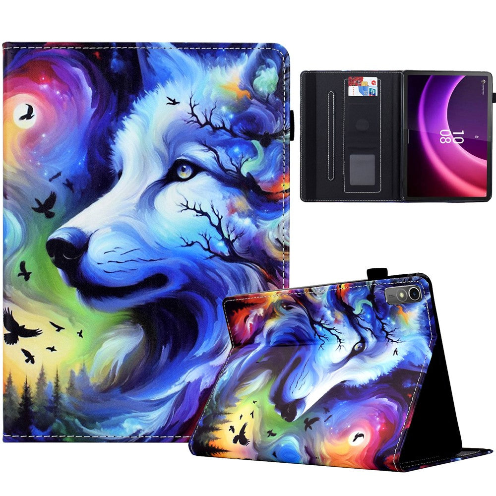 For Lenovo Tab P11 Gen 2 TB-350 / Xiaoxin Pad Plus (2023) Case Pattern Printing Card Holder Leather Tablet Stand Cover