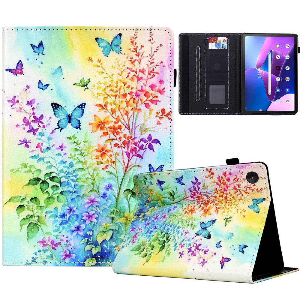 For Lenovo Tab M10 (Gen 3) Case Pattern Printing Card Holder Leather Tablet Stand Cover