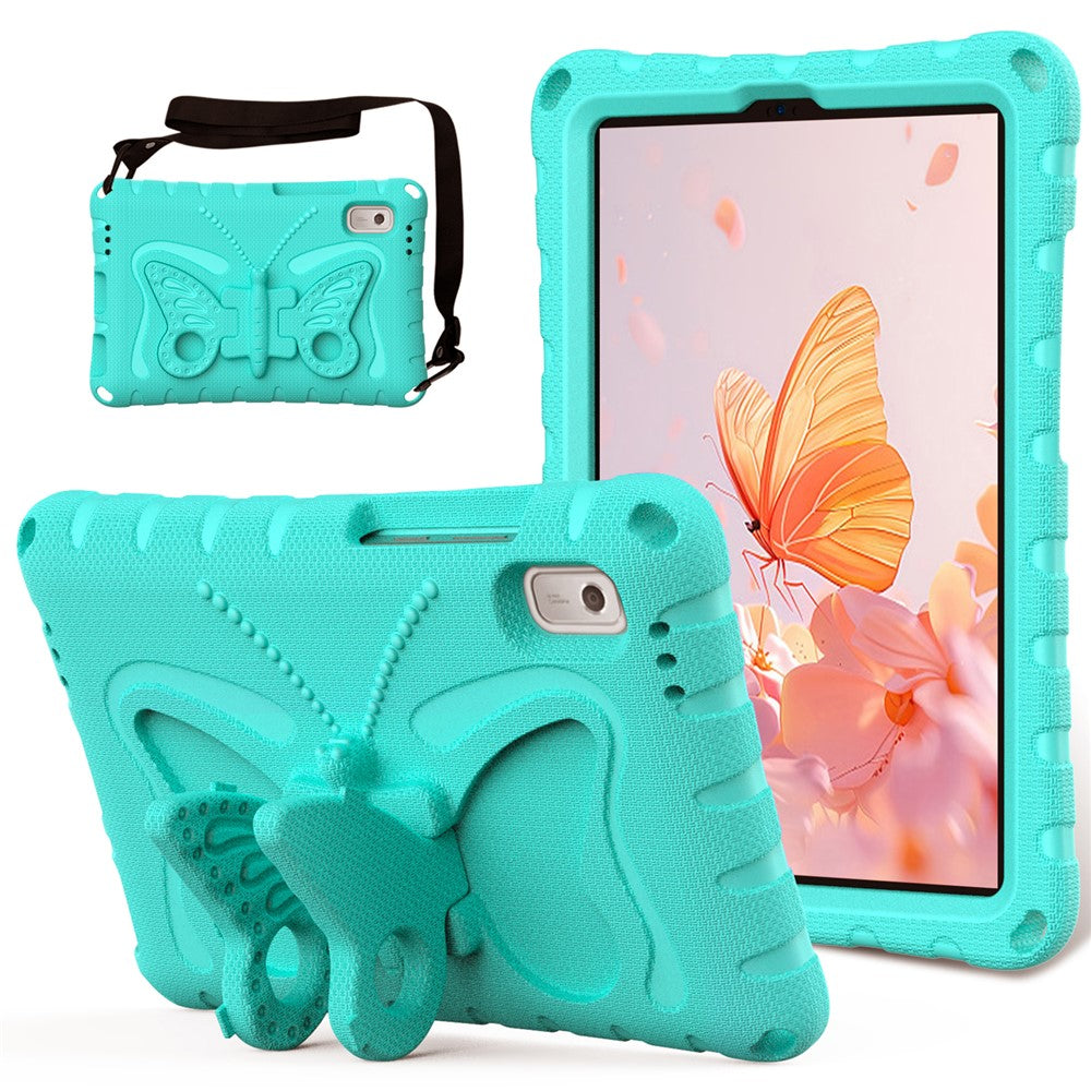 For Lenovo Tab M9 TB-310FU Case Butterfly Kickstand EVA Tablet Cover with Shoulder Strap