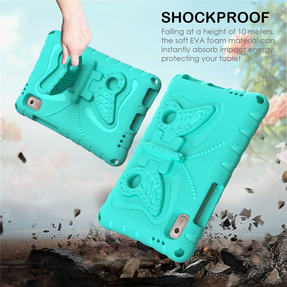 For Lenovo Tab M9 TB-310FU Case Butterfly Kickstand EVA Tablet Cover with Shoulder Strap