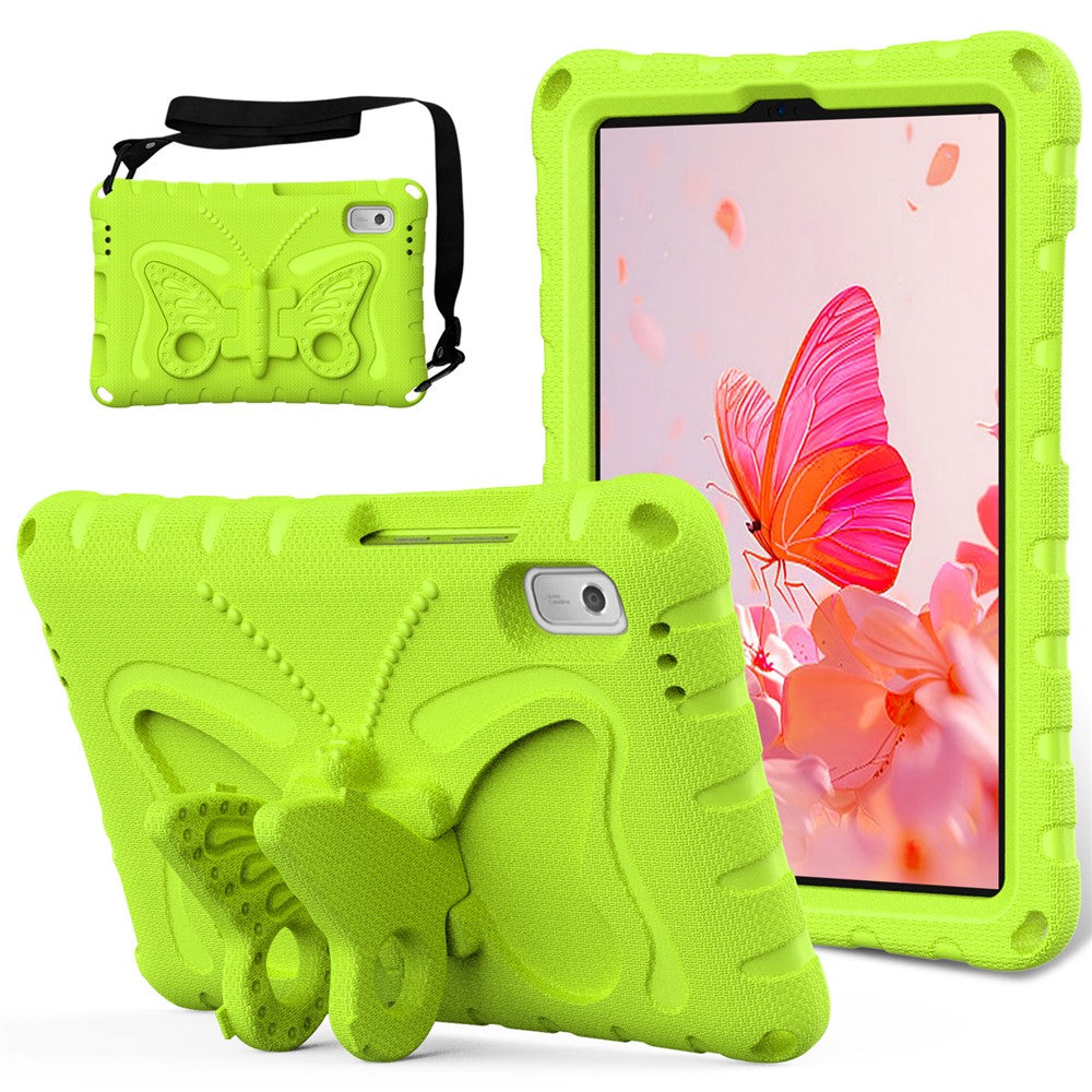 For Lenovo Tab M9 TB-310FU Case Butterfly Kickstand EVA Tablet Cover with Shoulder Strap