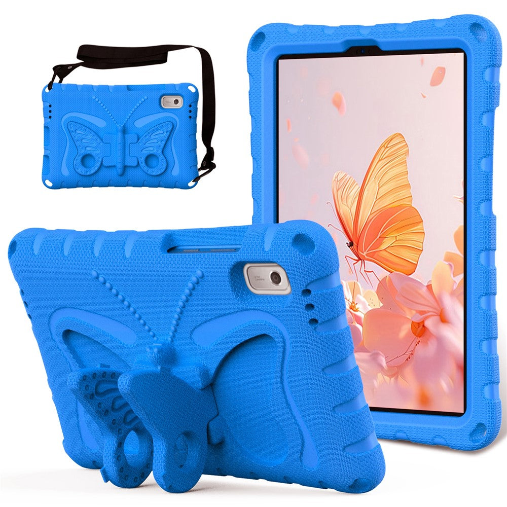 For Lenovo Tab M9 TB-310FU Case Butterfly Kickstand EVA Tablet Cover with Shoulder Strap