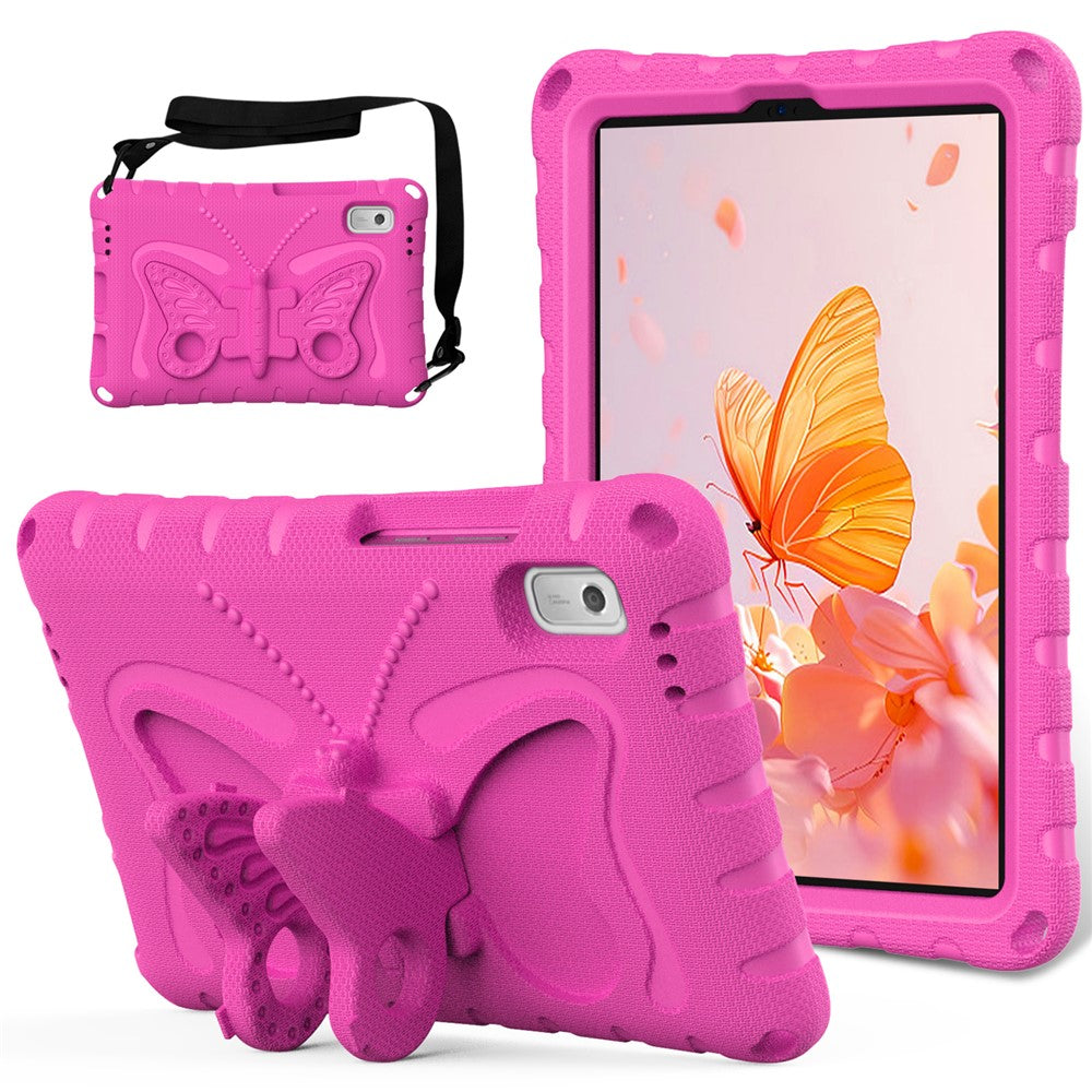 For Lenovo Tab M9 TB-310FU Case Butterfly Kickstand EVA Tablet Cover with Shoulder Strap