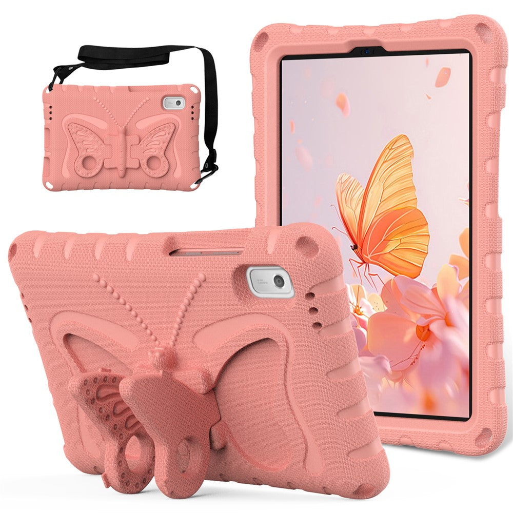 For Lenovo Tab M9 TB-310FU Case Butterfly Kickstand EVA Tablet Cover with Shoulder Strap