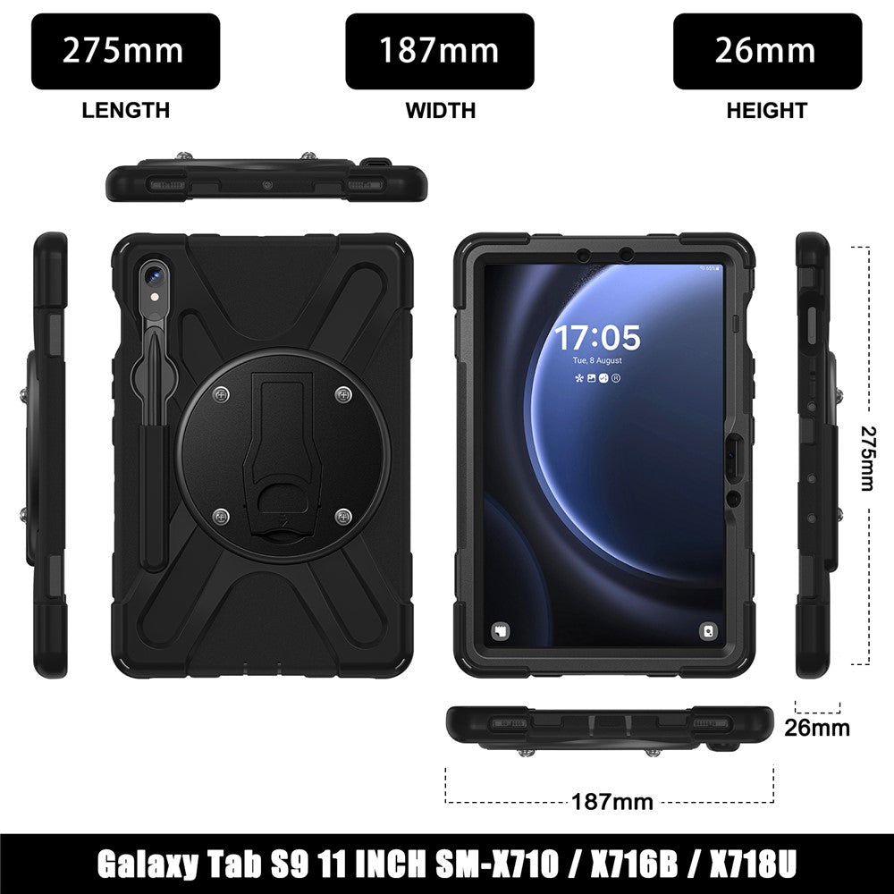 For Samsung Galaxy Tab S10 Lite / S10 FE / S9 FE X510 / S9 X710 / S8 X700 / S7 T870 Case Kickstand PC+Silicone Tablet Cover