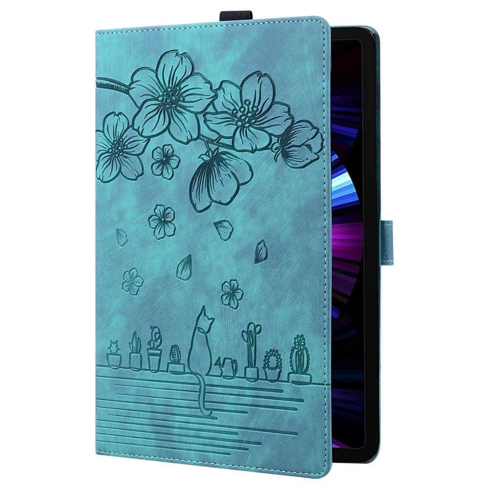 Til Honor Pad X8b / Pad X8a Cover Flip Stand Læder Tablet Etui Kirsebærblomst Kat Påtrykt