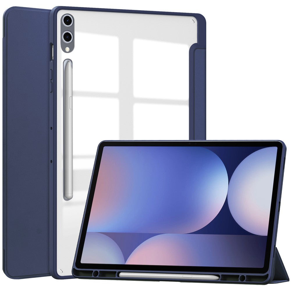 For Samsung Galaxy Tab S10+ Case Clear Acrylic Leather Tablet Cover Support Auto Sleep / Wake