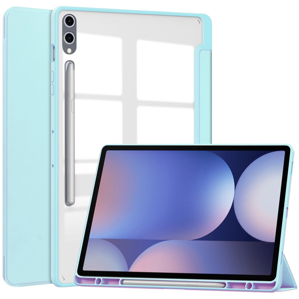 For Samsung Galaxy Tab S10+ Case Clear Acrylic Leather Tablet Cover Support Auto Sleep / Wake
