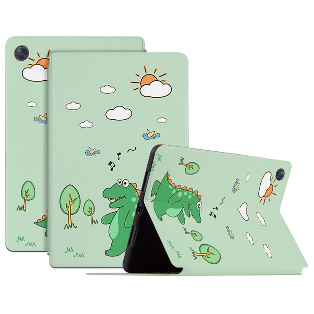 For Oppo Pad Air 10.36 (2022) Scratch-Proof Case with Stand Cartoon Pattern Printed PU Leather Cover Auto Wake/Sleep Tablet Case