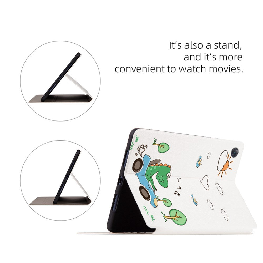 For Oppo Pad Air 10.36 (2022) Scratch-Proof Case with Stand Cartoon Pattern Printed PU Leather Cover Auto Wake/Sleep Tablet Case