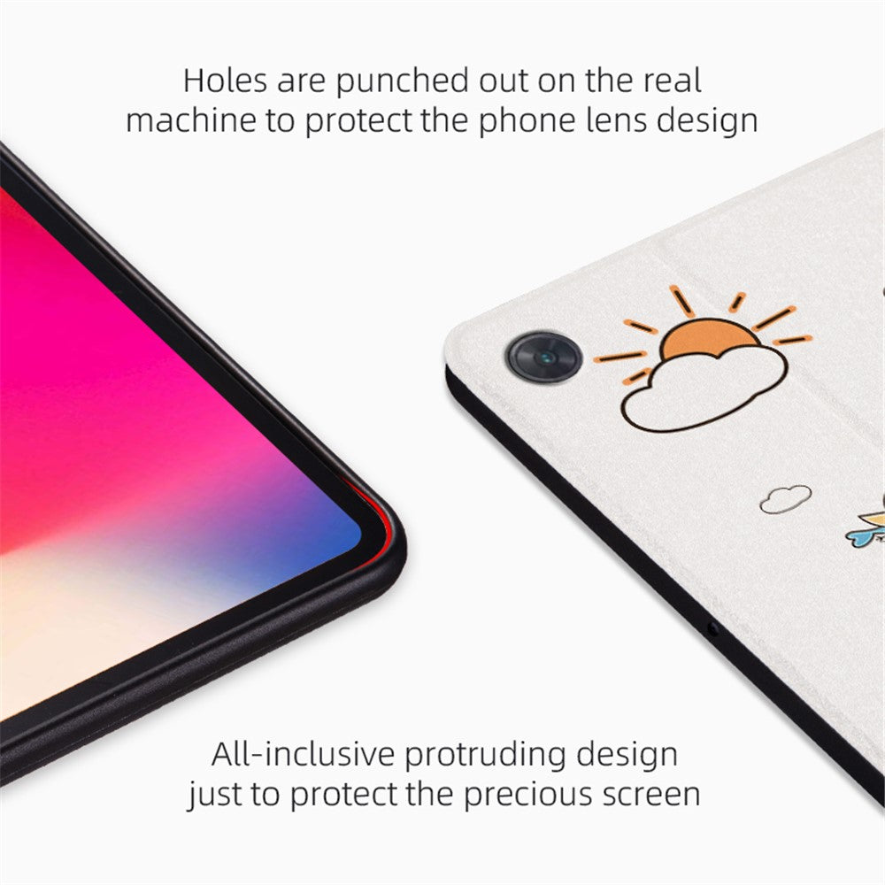 For Oppo Pad Air 10.36 (2022) Scratch-Proof Case with Stand Cartoon Pattern Printed PU Leather Cover Auto Wake/Sleep Tablet Case