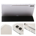 For Samsung Galaxy Tab S10 Ultra Case Tri-Fold Stand Leather+TPU+Acrylic Clear Back Tablet Cover