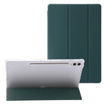 For Samsung Galaxy Tab S10 Ultra Case Tri-Fold Stand Leather+TPU+Acrylic Clear Back Tablet Cover