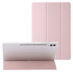 For Samsung Galaxy Tab S10 Ultra Case Tri-Fold Stand Leather+TPU+Acrylic Clear Back Tablet Cover