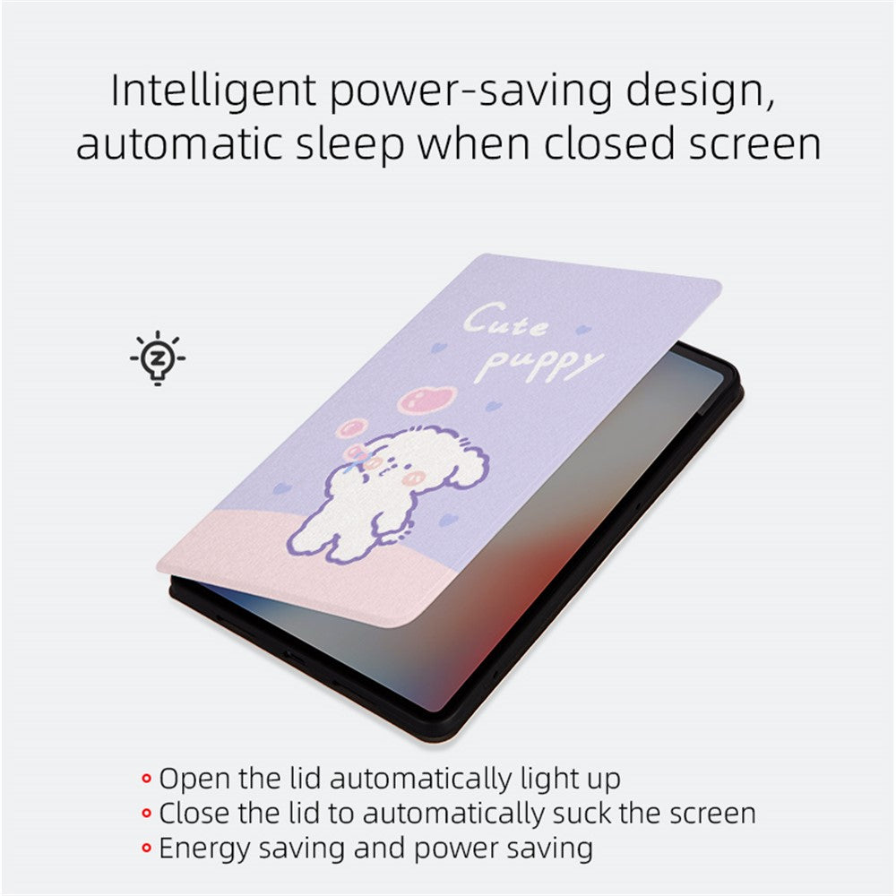 For Xiaomi Pad 5/Pad 5 Pro Scratch Resistant Case with Stand Cartoon Pattern Printed PU Leather Cover Auto Wake/Sleep Tablet Case