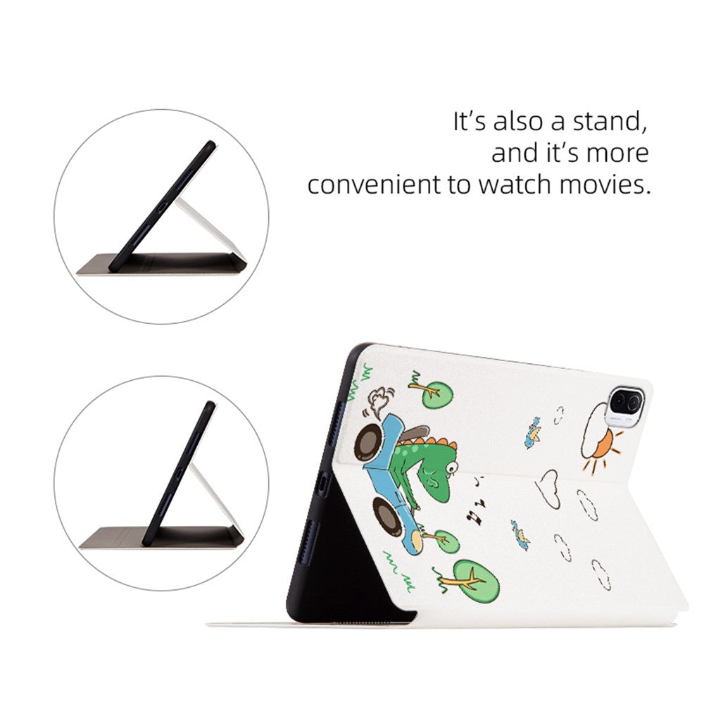 For Xiaomi Pad 5/Pad 5 Pro Scratch Resistant Case with Stand Cartoon Pattern Printed PU Leather Cover Auto Wake/Sleep Tablet Case