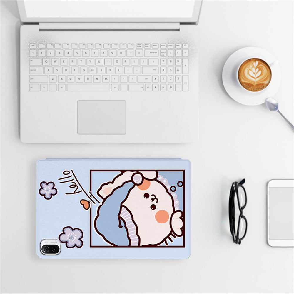 For Xiaomi Pad 5/Pad 5 Pro Scratch Resistant Case with Stand Cartoon Pattern Printed PU Leather Cover Auto Wake/Sleep Tablet Case