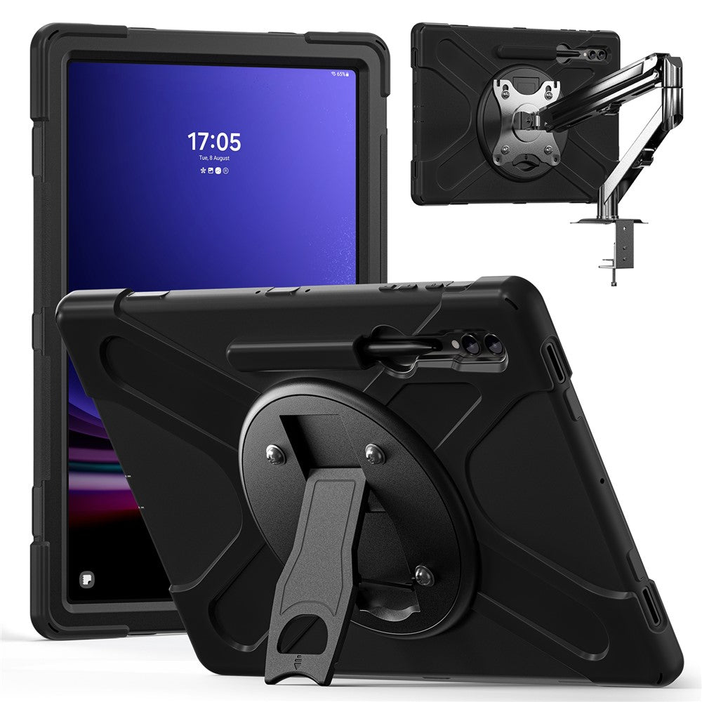 Samsung Galaxy Tab S10 Ultra X920 / S9 Ultra X910 / S8 Ultra X900 X906-etui med stativ, PC + silikonebeskyttelse til tablet