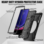 Samsung Galaxy Tab S10 Ultra X920 / S9 Ultra X910 / S8 Ultra X900 X906-etui med stativ, PC + silikonebeskyttelse til tablet